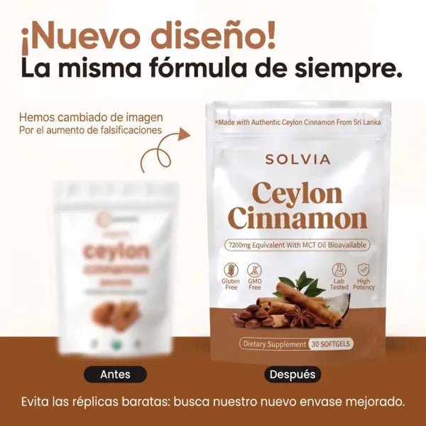 Canela de Ceilán, equivalente a 7200 mg, con aceite MCT - Solvia ES
