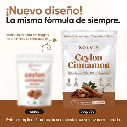 Canela de Ceilán, equivalente a 7200 mg, con aceite MCT - Solvia ES