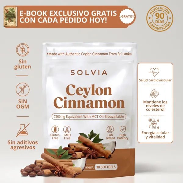 Canela de Ceilán, equivalente a 7200 mg, con aceite MCT - Solvia ES
