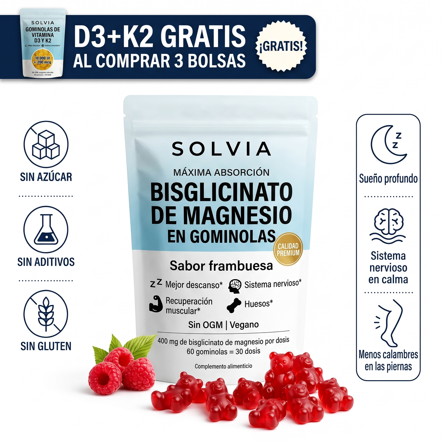 Gomitas de Bisglicinato de Magnesio Solvia