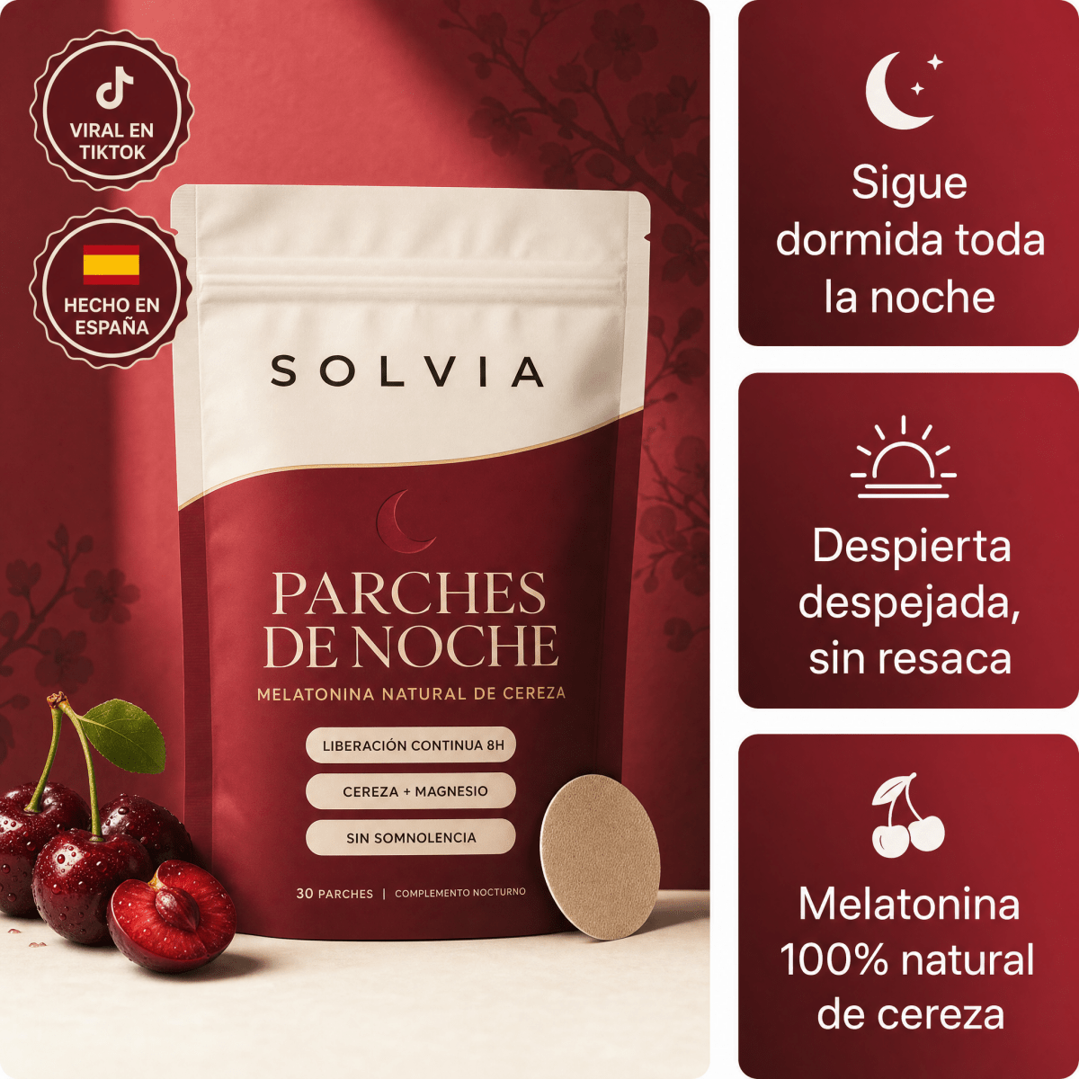 Parches de Noche — Melatonina Natural de Cereza - Solvia ES