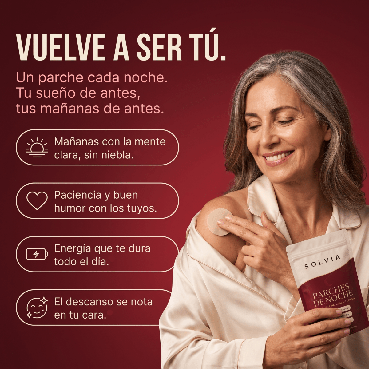Parches de Noche — Melatonina Natural de Cereza - Solvia ES