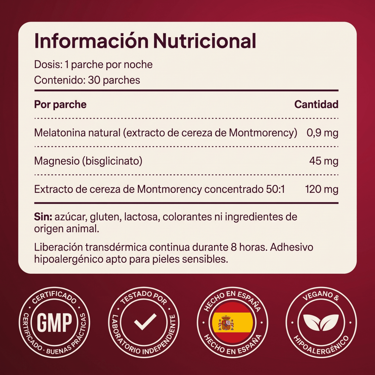 Parches de Noche — Melatonina Natural de Cereza - Solvia ES